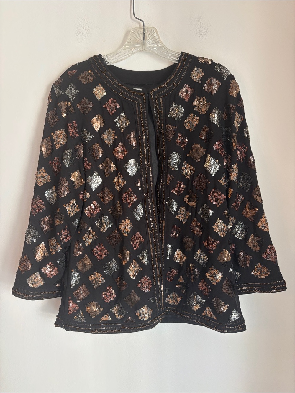 Chicos vintage beaded sequin Black dressy Jacket metallic fancy event women’s 8 - Picture 1 of 8